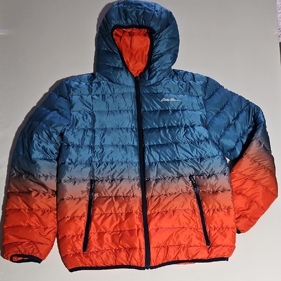 Eddie Bauer Other - Eddie Bauer Kids Gradient Blue and Orange Puffer Jacket Xl Reversible